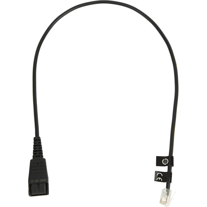 Jabra Quick Disconnect Cord - 1.6 ft (0.50 m) Quick Disconnect/RJ-9 Data Transfer Cable for Headset, Phone - First End: 1 x Quick Disconnect - Second End: 1 x 4-pin RJ-9 - Black - 1 Each