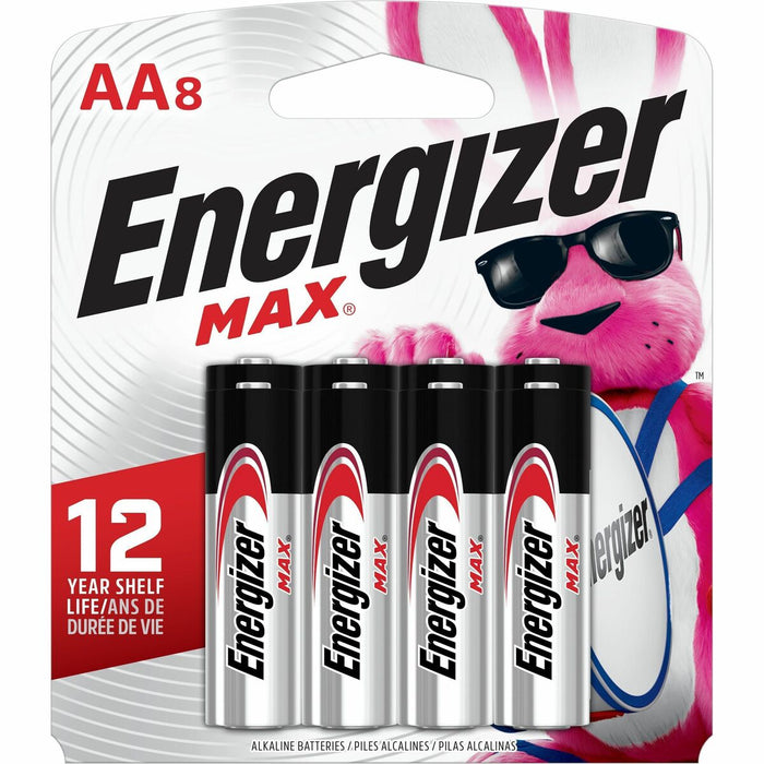 Energizer MAX Alkaline AA Batteries - For Multipurpose - AA - 1.5 V DC - 8 / Pack