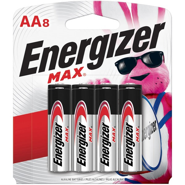 Energizer MAX Alkaline AA Batteries - For Multipurpose - AA - 1.5 V DCsapceShelf Life - 8 / Pack