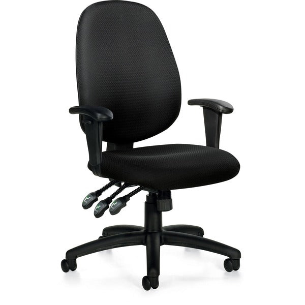 Offices To Go&reg; Six 13 Multi-Tilter Chair - Black Polyester Seat - Medium Back - 5-star Base - Black - Quilted Fabric - 1 Each