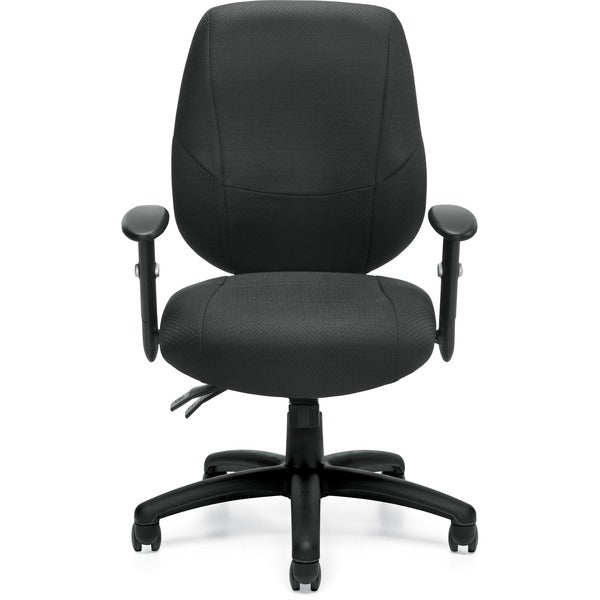 Offices to Go&reg; Six 31 Operator Chair - Black Polyester Seat - Medium Back - 5-star Base - Black - Quilted Fabric, Fabric - 1 Each