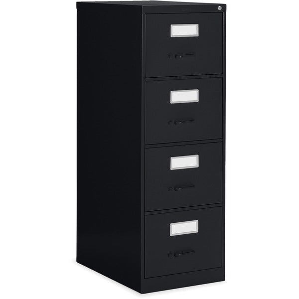 Global 2600 Vertical File Cabinet - 4-Drawer - 18" (457.20 mm) Width x 26.6" (674.62 mm) Depth x 52" (1320.80 mm) Height - 4 x Drawer(s) for File - Legal - Vertical - Ball-bearing Suspension, Lockable, Label Holder, Pull Handle - Black - Metal