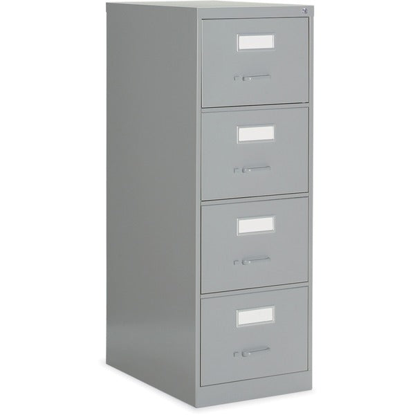 Global 2600 Vertical File Cabinet - 4-Drawer - 18" (457.20 mm) Width x 26.6" (674.62 mm) Depth x 52" (1320.80 mm) Height - 4 x Drawer(s) for File - Legal - Vertical - Ball-bearing Suspension, Lockable, Label Holder - Gray - Metal