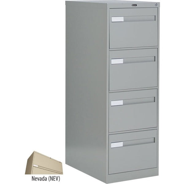 Global 2600 Plus Vertical File Cabinet - 4-Drawer - 18" (45.72 cm) Width x 26.56" (67.46 cm) Depth x 52" (132.08 cm) Height - 4 x Drawer(s) for File - Legal - Vertical - Ball-bearing Suspension, Lockable, Recessed Handle - Nevada - Metal