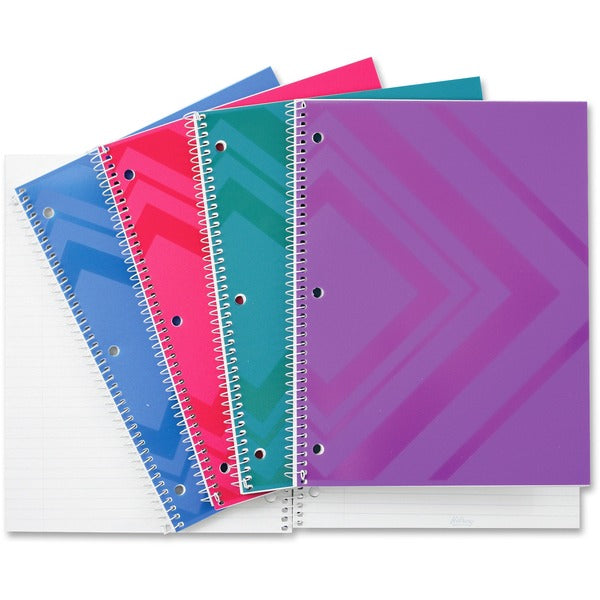 Hilroy Poly Notebook - 200 Sheets - Spiral - Ruled Margin - 8" (20.32 cm) x 10 1/2" (26.67 cm) Sheet Size - Assorted Poly Cover - 1 Each