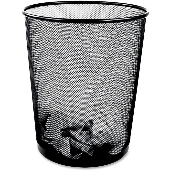 Winnable Mesh Wastebasket - Round - 11.6" (295.15 mm) Height x 13.8" (349.25 mm) Width - Black - 1 Each