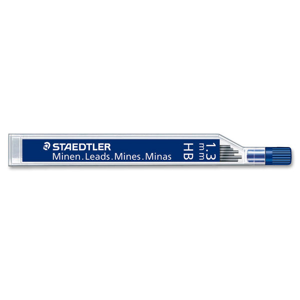 Staedtler Mars 250 Mechanical Pencil Lead - 1.3 mm (0.05") , Fine Point - HB - Black Lead - 6 / Tube