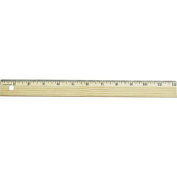 Westcott Office Ruler - 12" Length - 1/16 Graduations - Imperial, Metric Measuring System - Wood - 1 Each