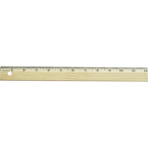 Westcott Office Ruler - 30.48 cm Length - 1/16 Graduations - Imperial, Metric Measuring System - Wood - 1 Each