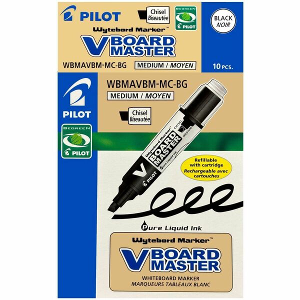 Pilot V Board Master Dry Erase Marker - Chisel Marker Point - Refillable - Black Ink - Liquid - 1 Each