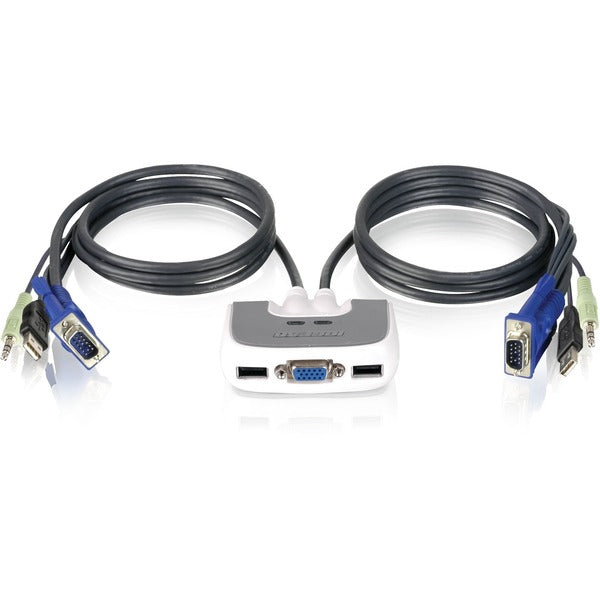 IOGEAR 2-Port USB PLUS KVM Switch with Built-in Cables and Audio Support - 2 Computer(s) - 1 Local User(s) - VGA, SVGA - 2048 x 1536 - 2 x USB1 x VGA