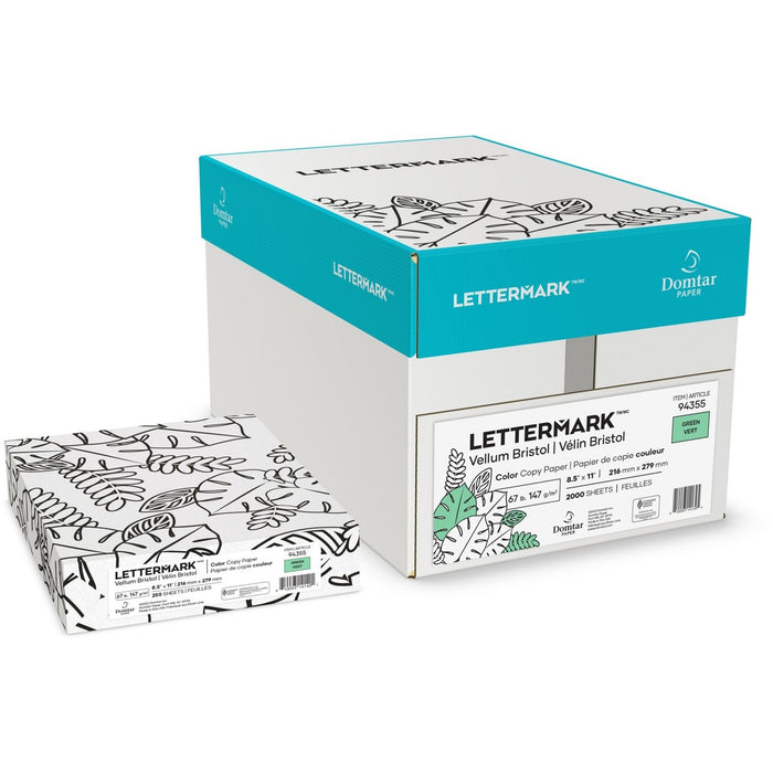 Lettermark Colors Vellum Bristol Stock - Green - 97% Opacity - Letter - 8 1/2" (215.90 mm) x 11" (279.40 mm) - 67 lb (30390.69 g) Basis Weight - Vellum - Sustainable Forestry Initiative (SFI) - Acid-free, Archival-safe - Green - 250 / Pack