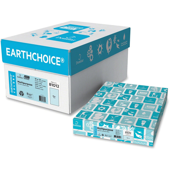 EarthChoice Colors Multipurpose Paper - Blue - Ledger/Tabloid - 11" (279.40 mm) x 17" (431.80 mm) - 20 lb (9071.85 g) Basis Weight - Smooth - Sustainable Forestry Initiative (SFI) - Acid-free, Archival-safe - Blue - 500 / Ream