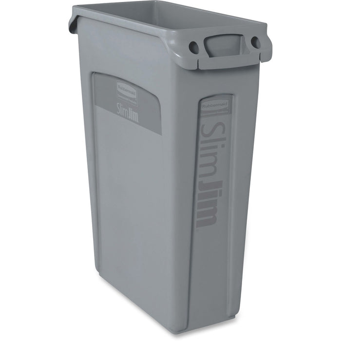 Rubbermaid Commercial Slim Jim with Venting Channels - 87.06 L Capacity - Rectangular - 30" (762 mm) Height x 11" (279.40 mm) Width - Gray - 1 Each
