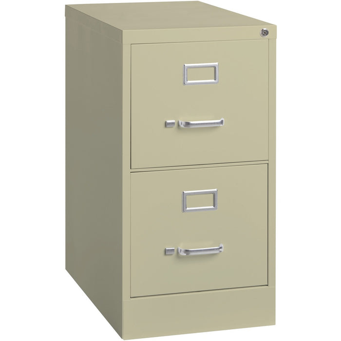 Lorell Fortress Series 22" Commercial-Grade Vertical File Cabinet - 15" (38.10 cm) Width x 22" (55.88 cm) Depth x 28.38" (72.09 cm) Height - 2 x Drawer(s) for File - Letter - Lockable, Ball-bearing Suspension - Putty - Steel - Recycled
