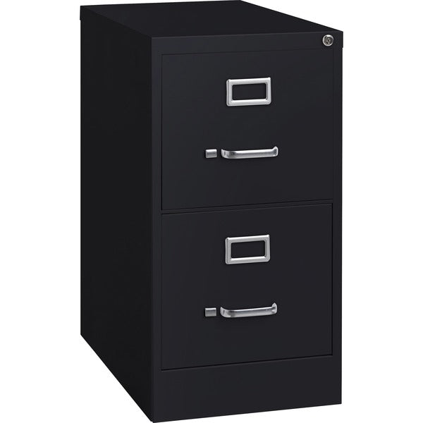 Lorell Fortress Series 22" Commercial-Grade Vertical File Cabinet - 15" (38.10 cm) Width x 22" (55.88 cm) Depth x 28.38" (72.09 cm) Height - 2 x Drawer(s) for File - Letter - Lockable, Ball-bearing Suspension - Black - Steel - Recycled