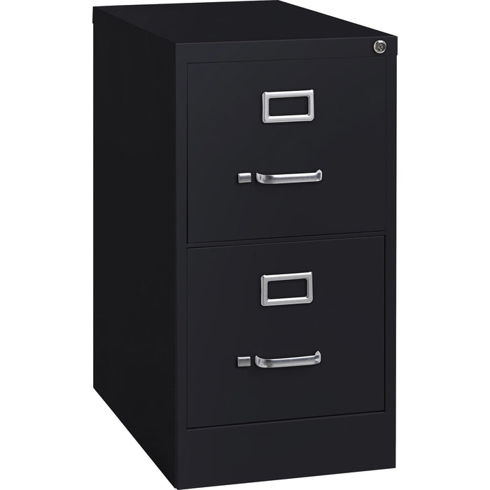 Lorell Fortress Series 22" Commercial-Grade Vertical File Cabinet - 15" (38.10 cm) Width x 22" (55.88 cm) Depth x 28.38" (72.09 cm) Height - 2 x Drawer(s) for File - Letter - Lockable, Ball-bearing Suspension - Black - Steel - Recycled