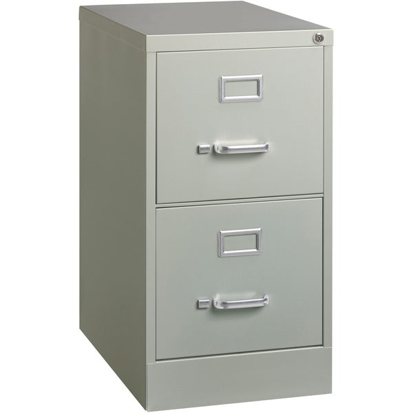 Lorell Fortress Series 22" Commercial-Grade Vertical File Cabinet - 15" (381 mm) Width x 22" (558.80 mm) Depth x 28.4" (720.85 mm) Height - 2 x Drawer(s) for File - Letter - Lockable, Ball-bearing Suspension - Light Gray - Steel - Recycled