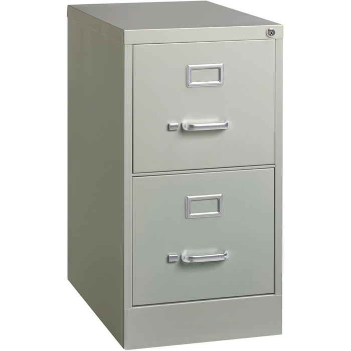 Lorell Fortress Series 22" Commercial-Grade Vertical File Cabinet - 15" (38.10 cm) Width x 22" (55.88 cm) Depth x 28.38" (72.09 cm) Height - 2 x Drawer(s) for File - Letter - Lockable, Ball-bearing Suspension - Light Gray - Steel - Recycled