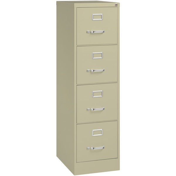 Lorell Fortress Series 22" Commercial-Grade Vertical File Cabinet - 15" x 22" x 52" - 4 x Drawer(s) for File - Letter - Lockable, Ball-bearing Suspension - Putty - Steel - Recycled