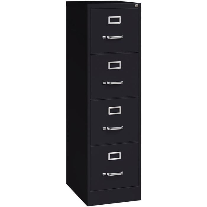 Lorell Fortress Series 22" Commercial-Grade Vertical File Cabinet - 15" (38.10 cm) Width x 22" (55.88 cm) Depth x 52" (132.08 cm) Height - 4 x Drawer(s) for File - Letter - Lockable, Ball-bearing Suspension - Black - Steel - Recycled