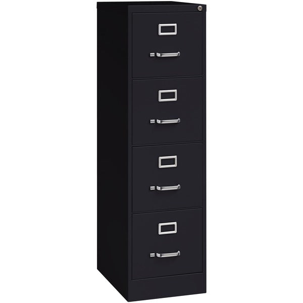 Lorell Fortress Series 22" Commercial-Grade Vertical File Cabinet - 15" (381 mm) Width x 22" (558.80 mm) Depth x 52" (1320.80 mm) Height - 4 x Drawer(s) for File - Letter - Lockable, Ball-bearing Suspension - Black - Steel - Recycled