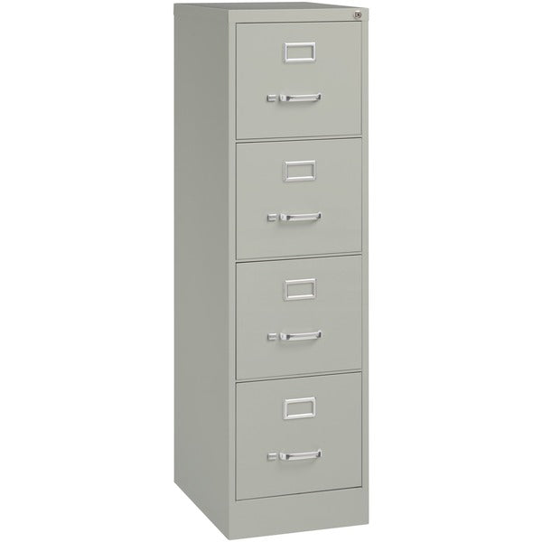 Lorell Fortress Series 22" Commercial-Grade Vertical File Cabinet - 15" (381 mm) Width x 22" (558.80 mm) Depth x 52" (1320.80 mm) Height - 4 x Drawer(s) for File - Letter - Lockable, Ball-bearing Suspension - Light Gray - Steel - Recycled
