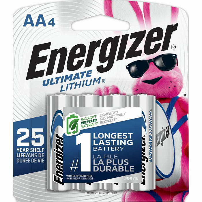 Energizer Ultimate L91SBP-4 General Purpose Battery - For Multipurpose - AA - 3000 mAh - 1.5 V DC - 4 / Pack