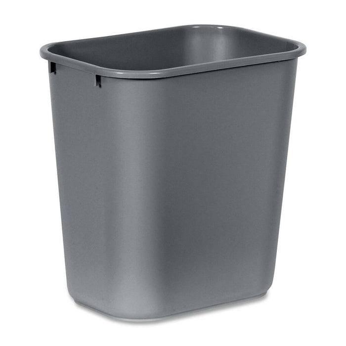 Rubbermaid 2956 Deskside Medium Wastebasket - 26.62 L Capacity - Rectangular - 15" (381 mm) Height x 10.3" (260.35 mm) Width x 14.4" (365.13 mm) Depth - Plastic - Gray - 1 Each