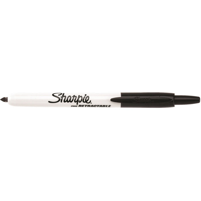 Sharpie Retractable Permanent Markers, Fine Point - Retractable - Black Ink - Plastic Barrel - 2 / Pack