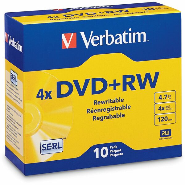 Verbatim DataLifePlus 94839 DVD Rewritable Media - DVD+RW - 4x - 4.70 GB - 10 / Pack - Silver - 2 Hour Maximum Recording Time