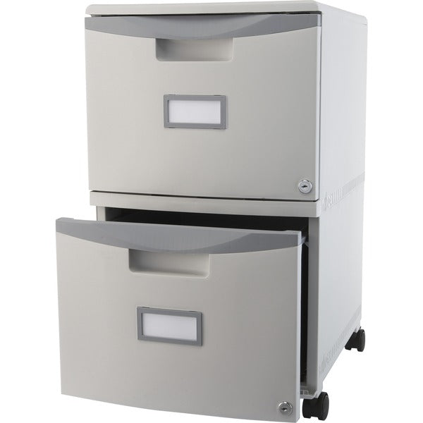 Storex Mobile File Drawer - 14.75" (37.46 cm) Width x 18.25" (46.36 cm) Depth x 26" (66.04 cm) Height - 2 x Drawer(s) - Letter, Legal - Scratch Resistant, Dent Proof, Security Lock, Washable, Stackable - Gray - Recycled