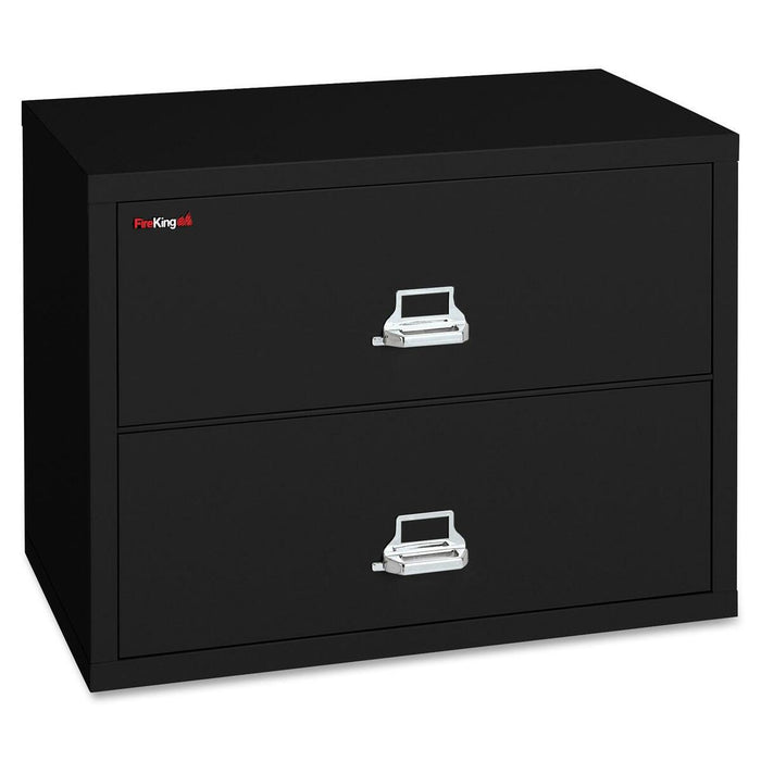 FireKing 2-3122-C File Cabinet - 2-Drawer - 31.19" (79.22 cm) Width x 22.13" (56.20 cm) Depth x 27.75" (70.48 cm) Height - 2 x Drawer(s) for File - Lateral - Drawer Suspension, Recessed Handle, Key Lock, Fire Proof, Scratch Resistant - Black - Powder Coat