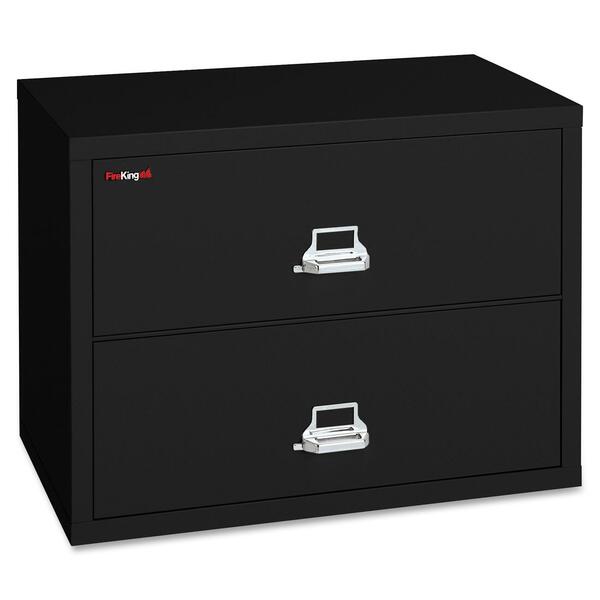 FireKing 2-3122-C File Cabinet - 2-Drawer - 31.19" (79.22 cm) Width x 22.13" (56.20 cm) Depth x 27.75" (70.48 cm) Height - 2 x Drawer(s) for File - Lateral - Drawer Suspension, Recessed Handle, Key Lock, Fire Proof, Scratch Resistant - Black - Powder Coat