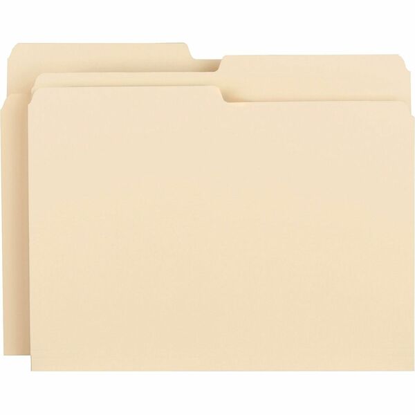 Business Source 1/2 Tab Cut Letter Recycled Top Tab File Folder - 8 1/2" (215.90 mm) x 11" (279.40 mm) - 3/4" (19.05 mm) Expansion - Top Tab Location - Assorted Tab Position - Manila - 10% Recycled - 100 / Box