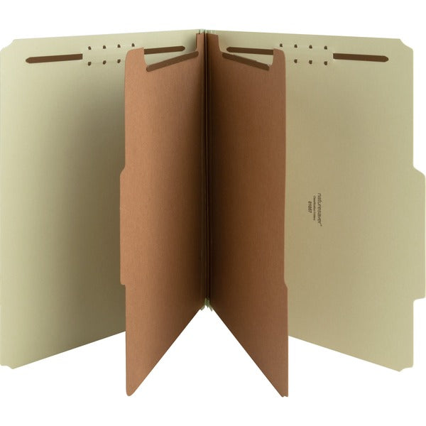 Nature Saver 2/5 Tab Cut Letter Recycled Classification Folder - 8 1/2" (215.90 mm) x 11" (279.40 mm) - 2" (50.80 mm) Expansion - Prong K Style Fastener - 2" (50.80 mm) Fastener Capacity for Folder, 1" (25.40 mm) Fastener Capacity for Divider - 2 Divider(