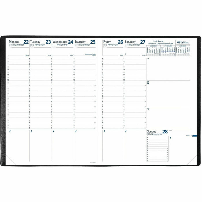 Quo Vadis Trinote Weekly Planner Refill, 8-1/2" x 7-1/4" , English - Weekly - 13 Month - December 2025 to December 2026 - 8:00 AM to 9:00 PM - Half-hourly - 1 Week Single Page Layout - 7 1/4" (184.15 mm) x 9 1/2" (241.30 mm) Sheet Size - Stitched - White