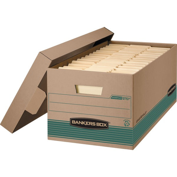 Bankers Box STOR/FILE Recycled File Storage Box - Internal Dimensions: 12" (304.80 mm) Width x 24" (609.60 mm) Depth x 10" (254 mm) Height - External Dimensions: 12.9" (327.15 mm) Width x 25.4" (644.65 mm) Depth x 10.3" (260.35 mm) Height - Media Size Sup