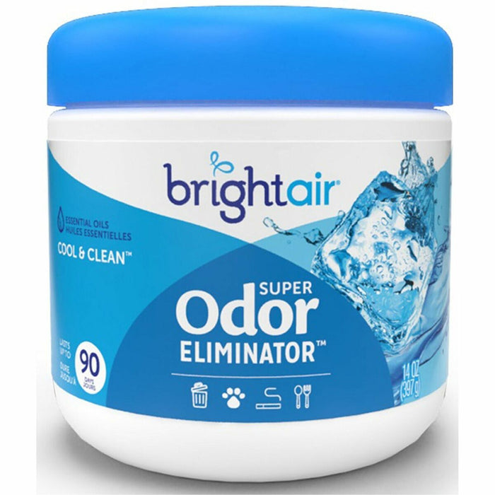 Bright Air Super Odor Eliminator Air Freshener - Gel - 12742.58 L - 414.03 mL - Cool, Clean - 90 Day - 1 Each