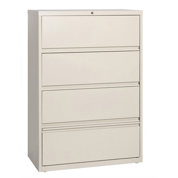 Lorell Fortress Series Lateral File - 36" (91.44 cm) Width x 18.63" (47.31 cm) Depth x 52.50" (133.35 cm) Height - 4 x Drawer(s) for File - Letter, Legal, A4 - Ball-bearing Suspension, Interlocking, Heavy Duty, Recessed Handle, Leveling Glide - Putty - Me