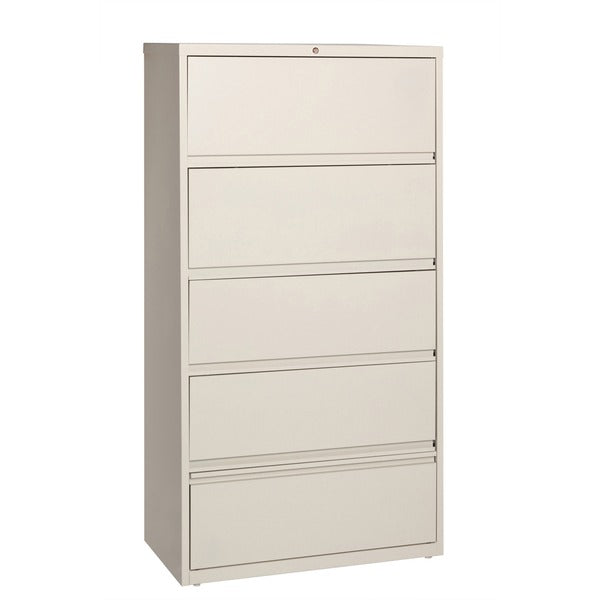 Lorell Fortress Series Lateral File - 36" (91.44 cm) Width x 18.63" (47.31 cm) Depth x 68.75" (174.63 cm) Height - 5 x Drawer(s) for File - A4, Legal, Letter - Ball-bearing Suspension, Recessed Handle, Leveling Glide, Heavy Duty, Interlocking - Putty - St