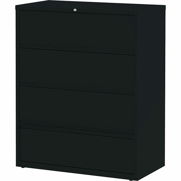 Lorell Fortress Lateral File with Roll-Out Shelf - 42" (1066.80 mm) Width x 18.6" (473.08 mm) Depth x 52.5" (1333.50 mm) Height - 4 x Drawer(s) for File - Letter, A4, Legal - Leveling Glide, Heavy Duty, Recessed Handle, Ball-bearing Suspension, Interlocki