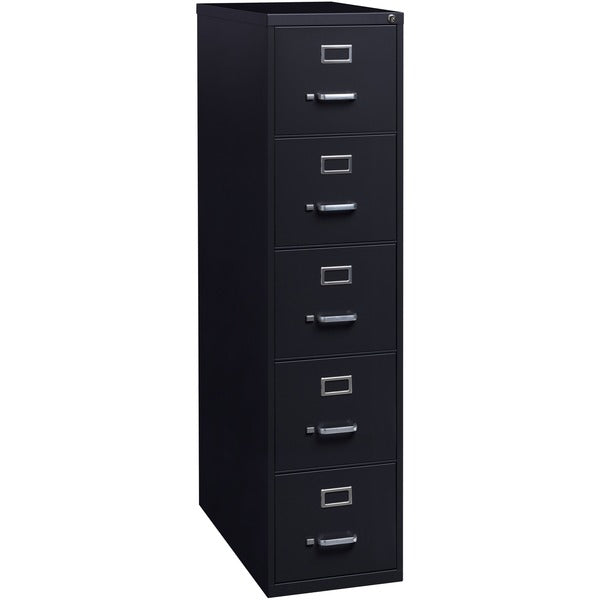 Lorell Fortress Series 26-1/2" Commercial-Grade Vertical File Cabinet - 15" (38.10 cm) Width x 26.50" (67.31 cm) Depth x 61.60" (156.46 cm) Height - 5 x Drawer(s) for File - Letter - Vertical - Heavy Duty, Security Lock, Ball-bearing Suspension - Black -