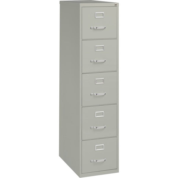 Lorell Fortress Series 26-1/2" Commercial-Grade Vertical File Cabinet - 15" (381 mm) Width x 26.5" (673.10 mm) Depth x 61.6" (1564.64 mm) Height - 5 x Drawer(s) for File - Letter - Vertical - Security Lock, Ball-bearing Suspension, Heavy Duty - Light Gray
