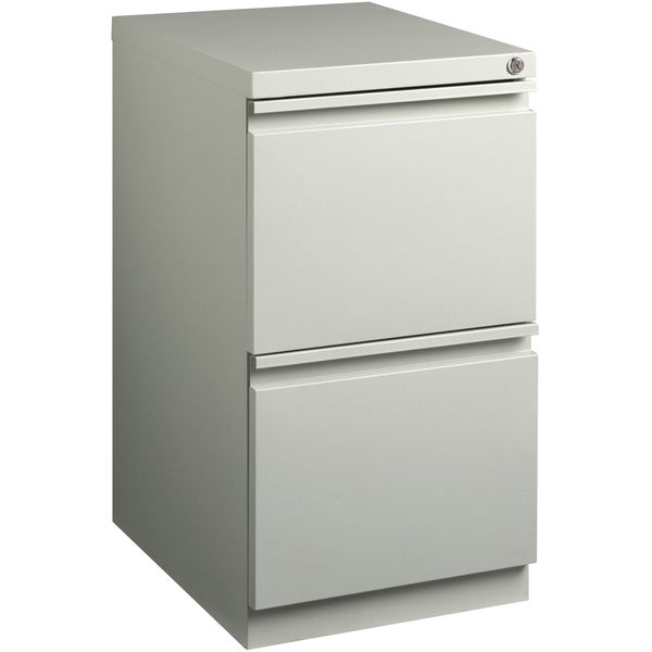 Lorell 20" File/File Mobile File Cabinet with Full-Width Pull - 15" (38.10 cm) Width x 20" (50.80 cm) Depth x 27.75" (70.48 cm) Height - Letter - Ball-bearing Suspension, Recessed Handle, Security Lock - Light Gray - Steel - Recycled