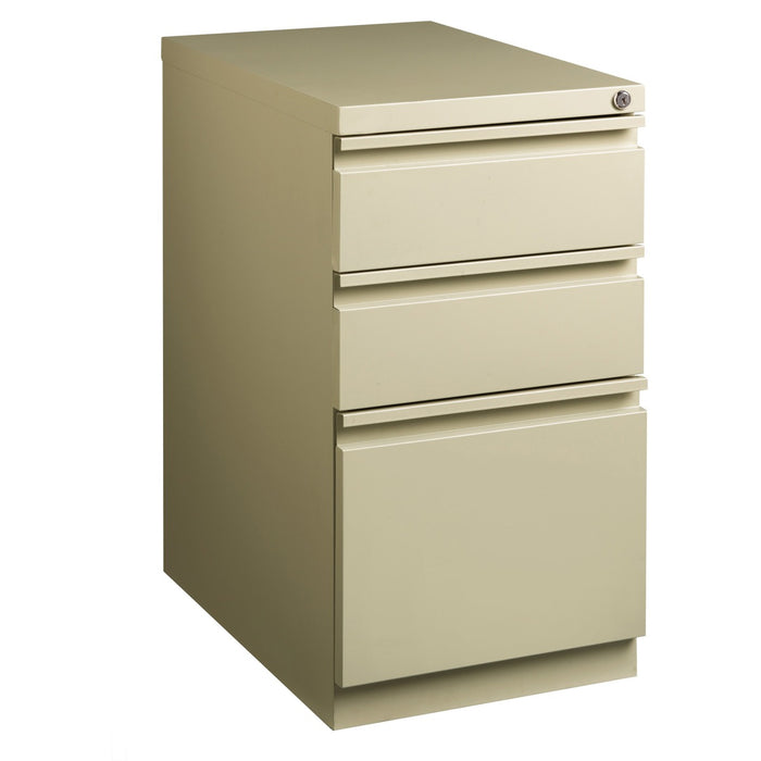 Lorell Mobile File Pedestal - 15" (38.10 cm) Width x 22.88" (58.10 cm) Depth x 27.75" (70.48 cm) Height - Letter - Recessed Handle, Ball-bearing Suspension, Security Lock - Putty - Steel - Recycled