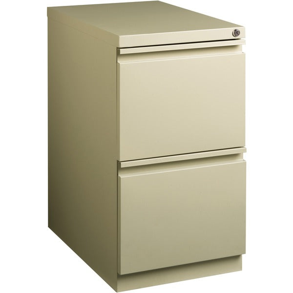 Lorell 23" File/File Mobile File Cabinet with Full-Width Pull - 15" (38.10 cm) Width x 22.88" (58.10 cm) Depth x 27.75" (70.48 cm) Height - Letter - Ball-bearing Suspension, Security Lock, Recessed Handle - Putty - Steel - Recycled