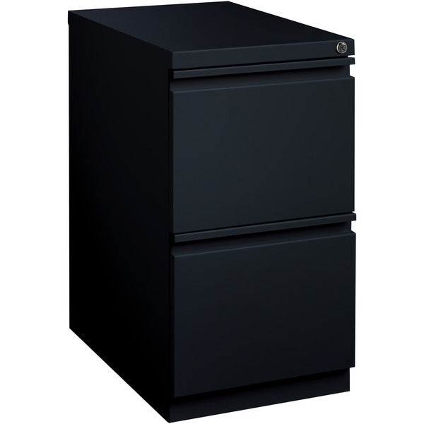 Lorell 23" File/File Mobile File Cabinet with Full-Width Pull - 15" (38.10 cm) Width x 22.88" (58.10 cm) Depth x 27.75" (70.48 cm) Height - Letter - Vertical - Recessed Handle, Ball-bearing Suspension, Security Lock - Black - Steel - Recycled