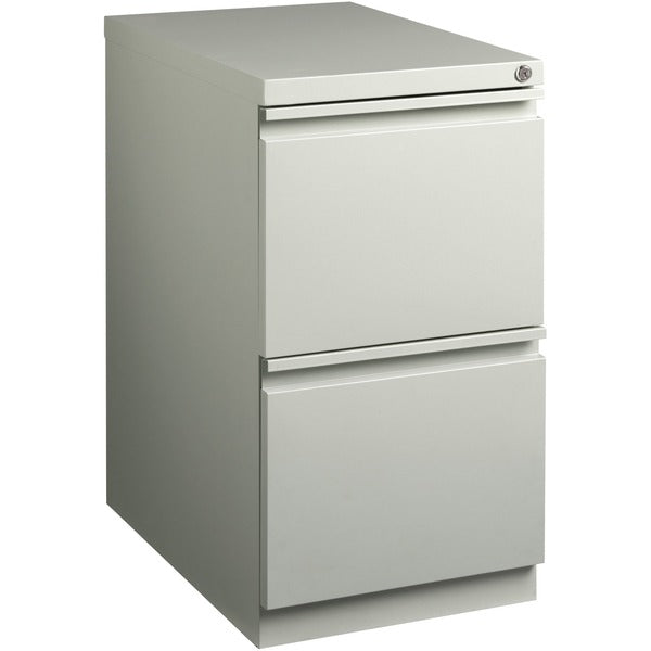 Lorell 23" File/File Mobile File Cabinet with Full-Width Pull - 15" x 22.9" x 27.8" - 2 x Drawer(s) for File - Letter - Vertical - Ball-bearing Suspension, Security Lock, Recessed Handle - Light Gray - Steel - Recycled