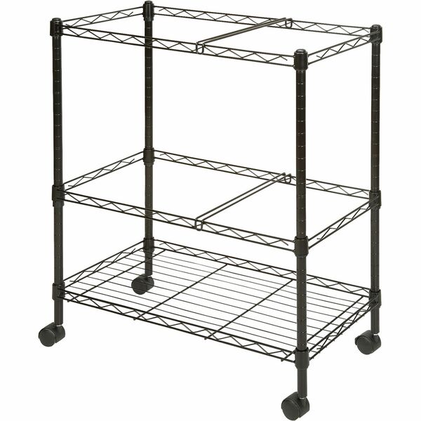 Lorell 2-Tier Wire Mobile File Cart - 4 Casters - Steel - 26" (660.40 mm) Width x 12.5" (317.50 mm) Depth x 30" (762 mm) Height - Black - 1 Each